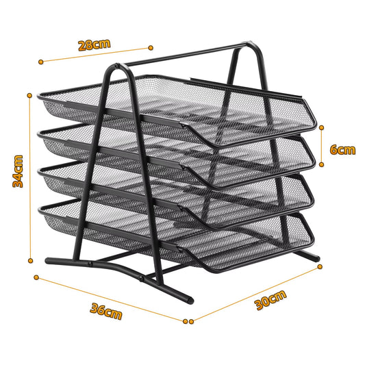 4-Tier Mesh Desk Organizer for Office Documents and Paper File Storage