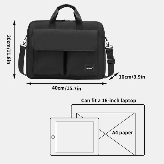 15.7-Inch Laptop Briefcase and Messenger Bag with Strap and Handle for Business Professionals, Black
