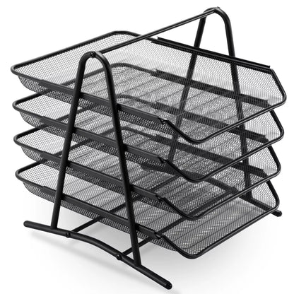 4-Tier Mesh Desk Organizer for Office Documents and Paper File Storage