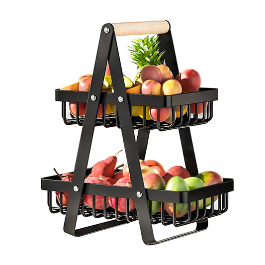 2-Tier Fruit and Vegetable Basket with Detachable Design for Snacks and Bread