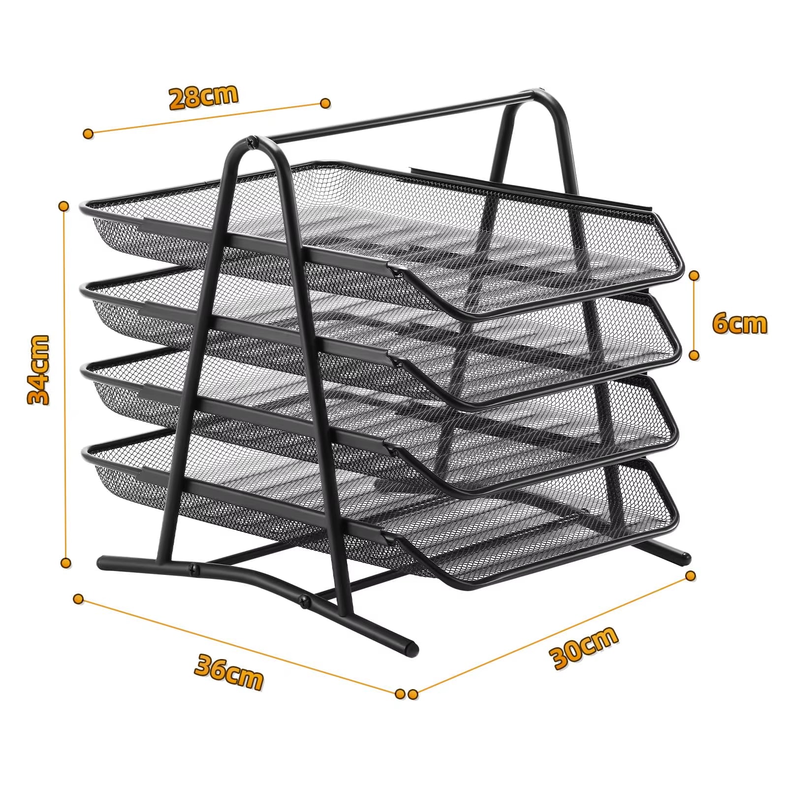 4-Tier Mesh Desk Organizer for Office Documents and Paper File Storage