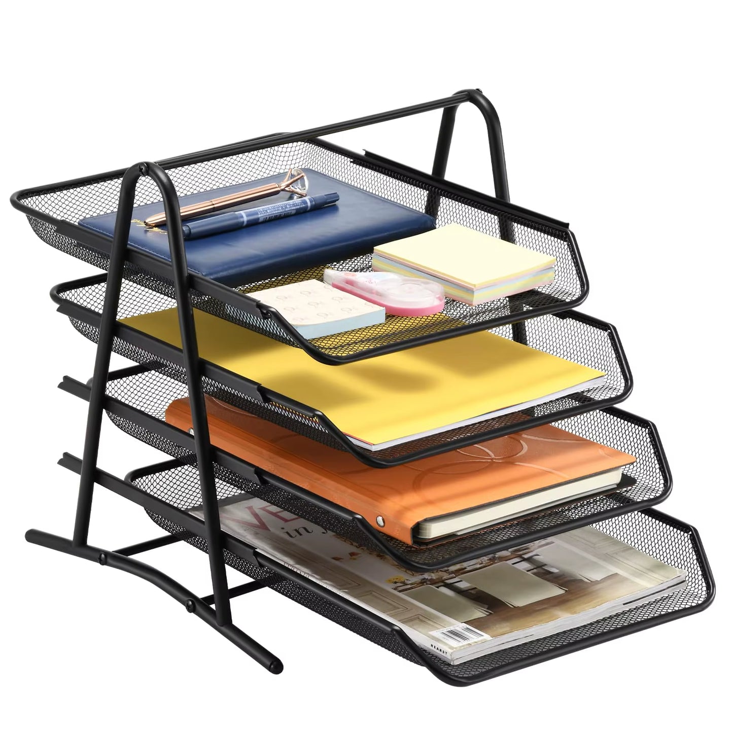 4-Tier Mesh Desk Organizer for Office Documents and Paper File Storage