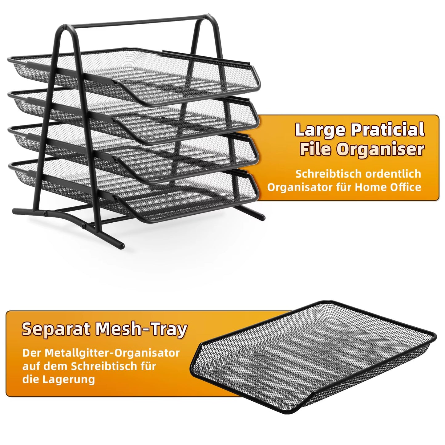 4-Tier Mesh Desk Organizer for Office Documents and Paper File Storage