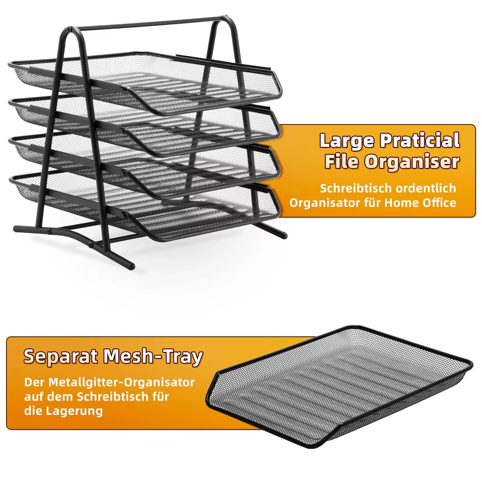 4-Tier Mesh Desk Organizer for Office Documents and Paper File Storage